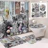 Cute Highland Cattle Printed Shower Curtain Waterproof Durable Polyester Bath Curtain For Home New Year Christmas Bathroom Decor