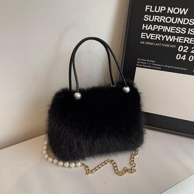 İnci Tüylü Kabarık El Çantası - 2025 Trend Bahar/Yaz Kadın Çapraz Askılı Çanta