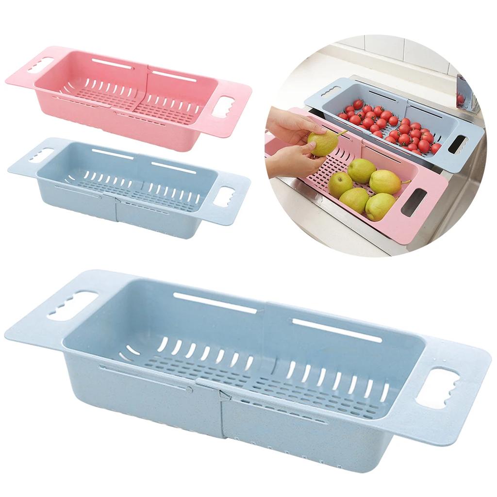 Plastic Vegetable Washing Basket Retractable Adjustment Fruit And Vegetable Basket Collapsible Sink With Handle Kitchen Supplies