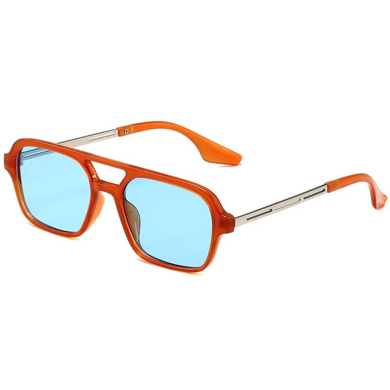 Small Frame Square Sunglasses Women Designer Fashion Luxury Vintage Hollow Leopard Blue Sun Glasses