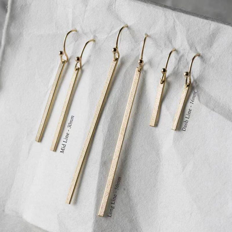 

925 Sterling Silver 14K Strip Brand New Minimalist Women s Gold Bag 14K Gold-Filled Light Gold 16mm Pair