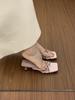 High-end temperament open-toed slippers female summer outer wear kitten heel with skirt fairy style silver sandals female