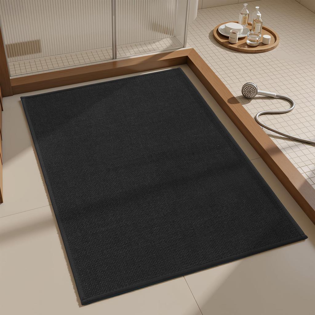 Rubber Non-Slip Quick Dry Absorbent Thin Bathroom Rugs Fit Under Door Bathroom Floor Mats-Shower Rug for In Front of Bathtub, Sink