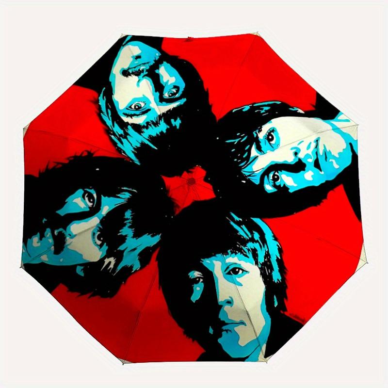 

1pc Beatles Artwork Auto Open/close, 8-Rib Iron Frame, Compact Folding Umbrella All-Season Portable Umbrella for Travel, Commute