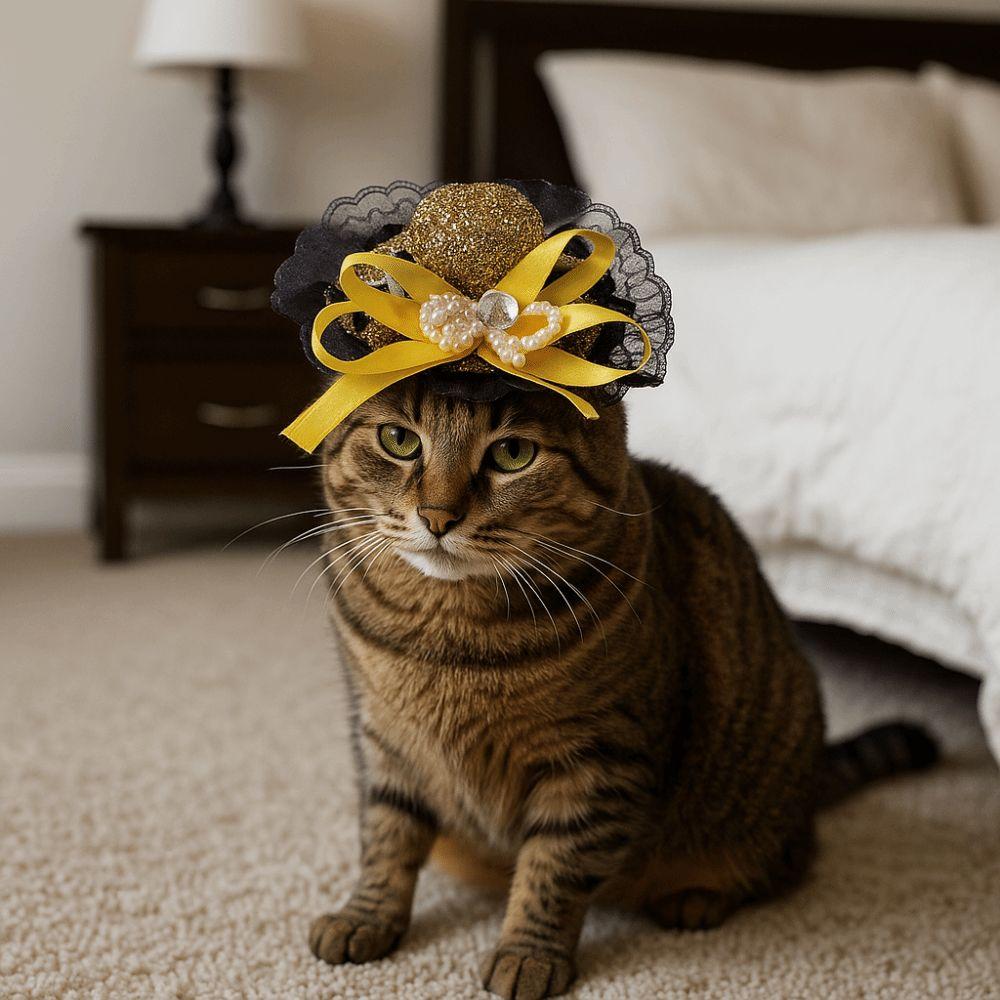 Sequin Pet Halloween Hat British Style Pet Decorative Hat Pet Accessories Cat Lace Hat  Pet Show