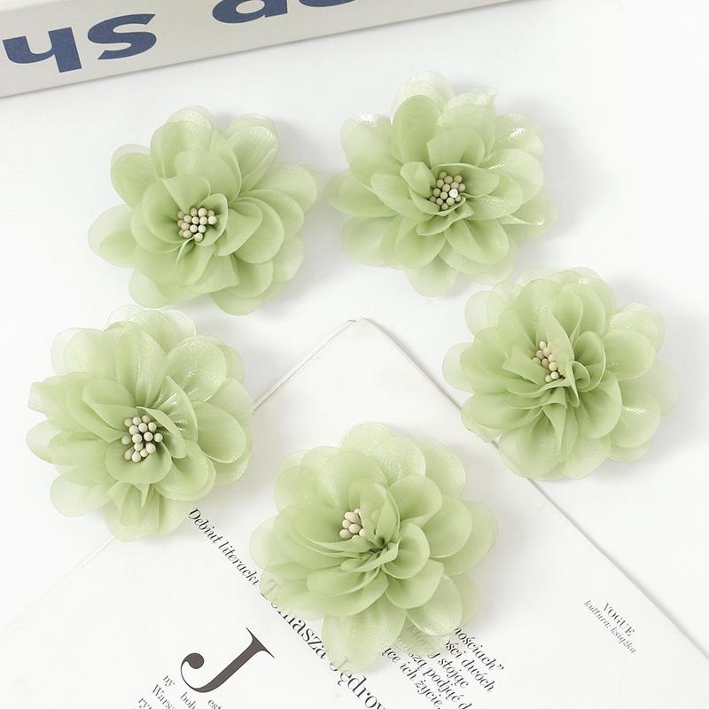 2/5Pcs 6CM Chiffon Fabric Artificial Flower For Home Room Wedding Invitation Artificial Flowers For Dress Decoration Accessories