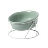 2026 New Ceramic Pet Bowl Set Elevated Non Slip Cat Food Water Dish Double Dog Feeder Bowl with Metal Stand for Home Use KTY