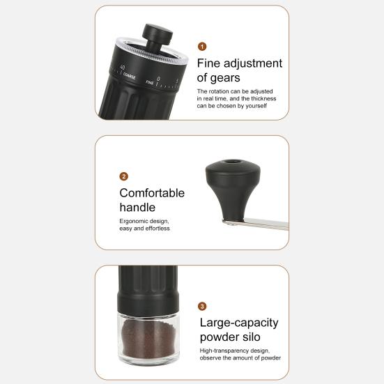 Macinacaffè a manovella con 40 impostazioni regolabili Mini macinacaffè Macinino conico in ceramica per viaggio, campeggio, ufficio