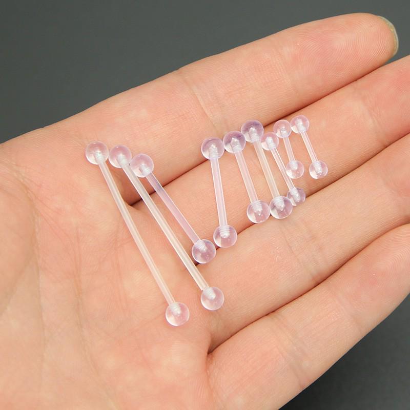 Acrylic Silicone Tongue, Ear, Navel, Eyebrow, Nose Piercing Jewelry with Transparent Bar and Bead