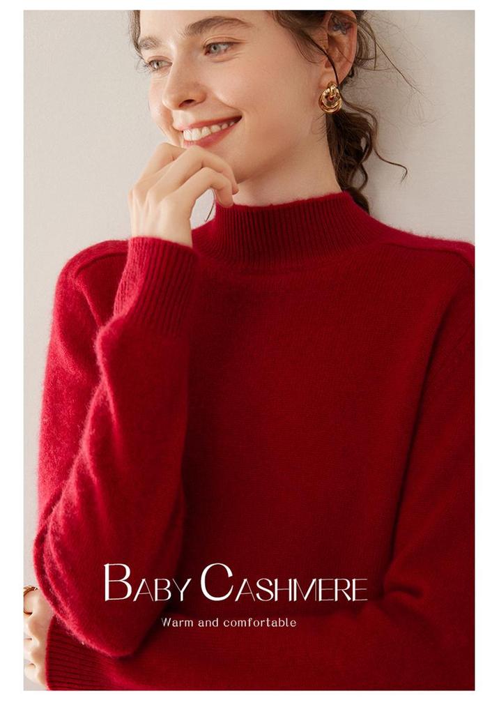 Women's Soft Cashmere Turtleneck Sweater - Solid Color, Loose Fit, Slimming Design for Autumn & Winter
