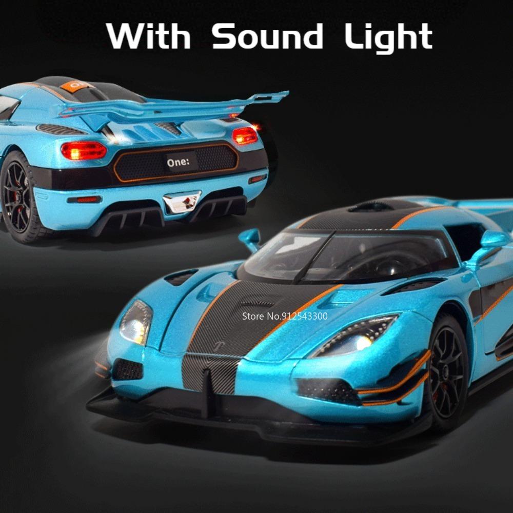 1/24 Koenigsegg One1 Alloy Model Samochodu Zabawka Diecast z Dźwiękiem i Światłem Pull Back Symulacja Skala Model Samochodu Zabawka dla Chłopca Prezent Urodzinowy