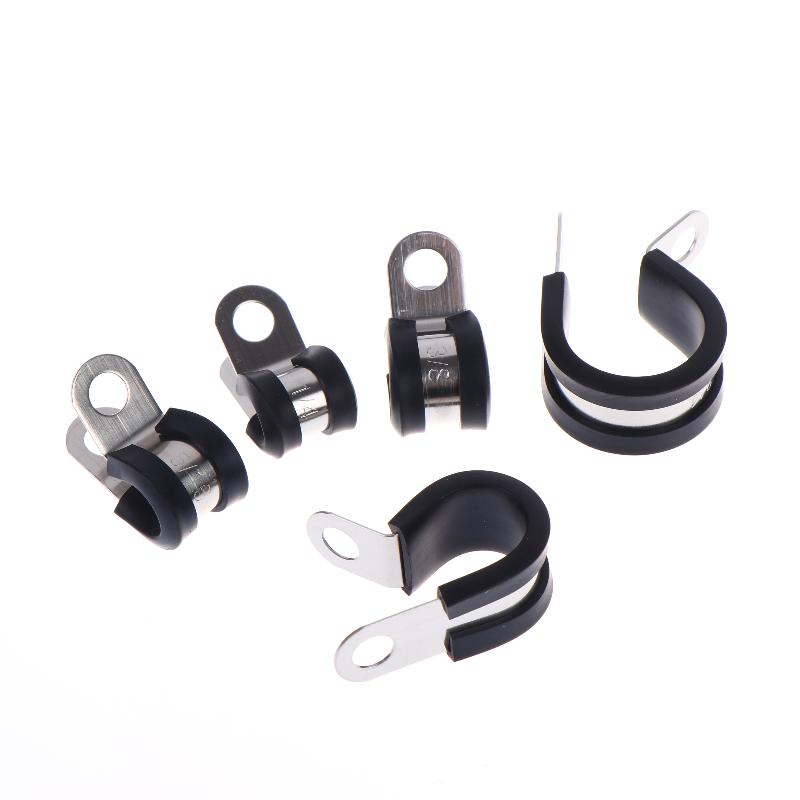 12Pcs R Clips Rubber Lined Clamp Assortment Heavy Duty 1/4 5/16 3/8 1/2 5/8 3/4 for Marine Auto Electrical Wiring Management