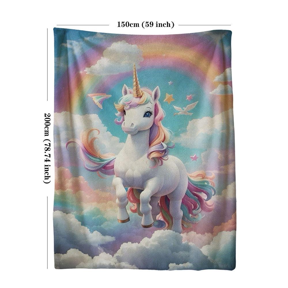 Unicorn Flannel Blanket with Custom Printing - European & American Design