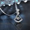 925 Sterling Silver Fan-Shaped Pendant Necklace for Women Korean Style Unique Design Moissanite Dangle Romantic Valentine's Day