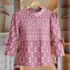 ZANZEA Women Casual Round Neck Ethnic Print 3/4 Sleeve Blouse