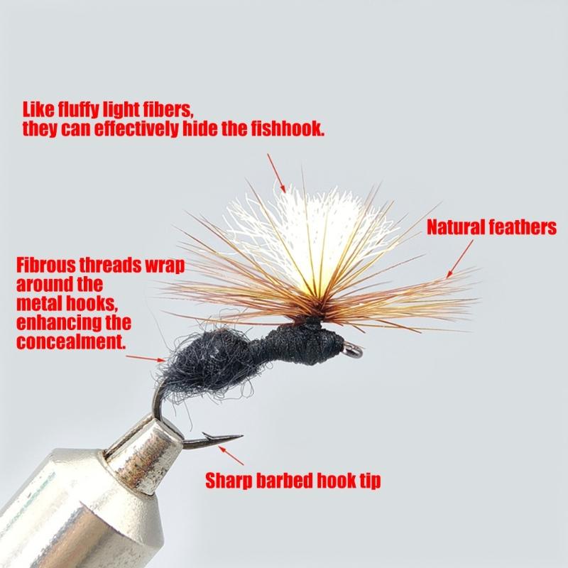 5pcs Aritificial Baits Float Fishing Lure with Hook for Anglers Dry Fly Black Parachute Ants Fishing Fly Fishing Tackle