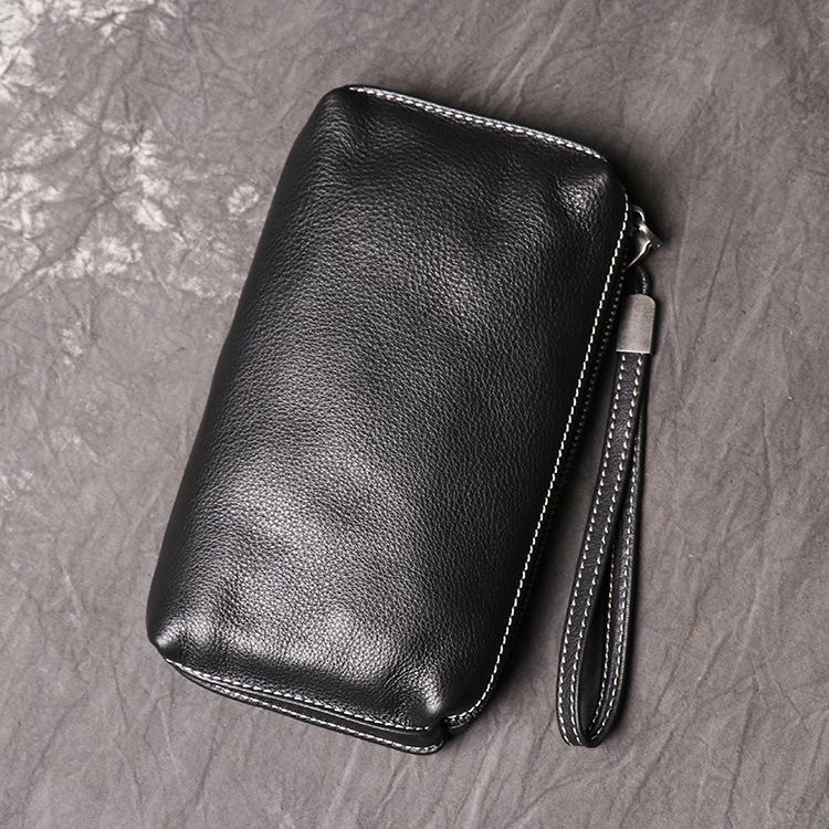 Men S Genuine Leather Clutch Bag Women S Soft Leather Long Wallet Stylish And Simple Cowhide Mobile Phone Bag