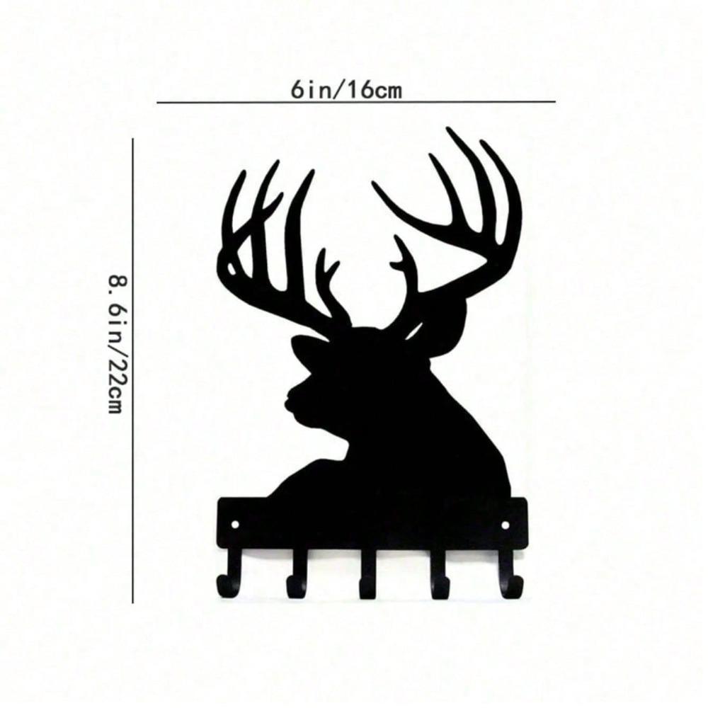 

Stylish Black Metal Antelope Key Holder Wall Hooks Entryway Organizer Farmhouse Rustic Home Decor Living Room Bedroom Unique Housewarming Gift TY2005-6in чорний