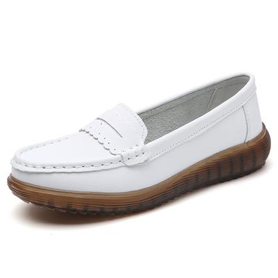 Women's Stylish Casual Loafers Lightweight Leather Flats Comfortable Women's Soft Classic Office Mom Shoes35-41