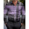 Men's Shirt Regular Lapel Shirt Men's 3d Printed Plaid Simple Striped Print Casual Street Long Sleeve Fashion Print Shirt