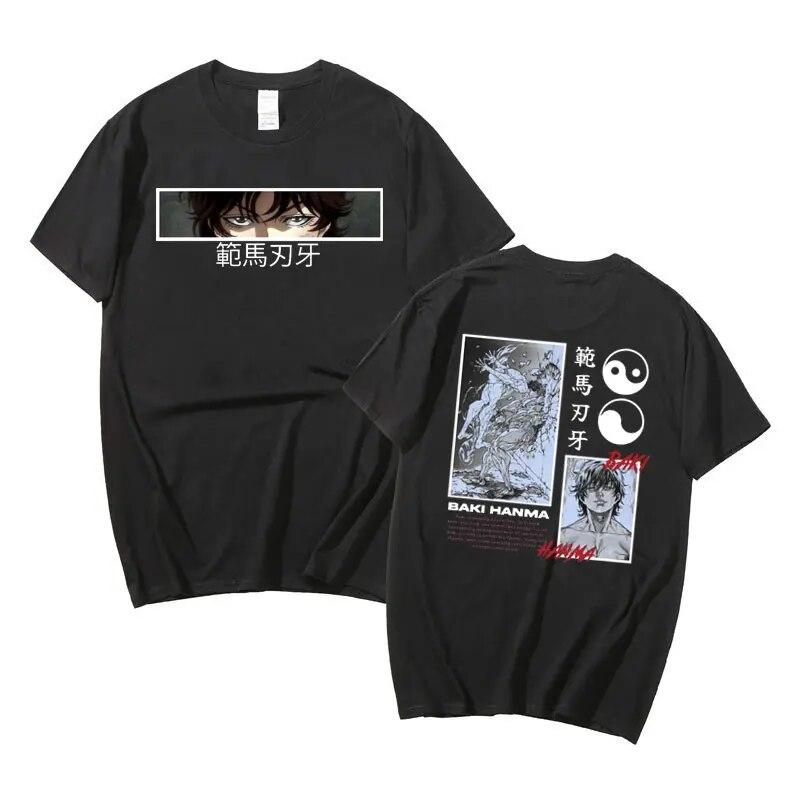 Anime Baki The Grappler Yujiro Hanma Graphic Tshirt Short Sleeve Unisexs Hip Hop Oversized T Shirt Streetwear Unisex Women Cotton Tees