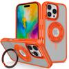 For iPhone 16 Pro Case TPU+PC Matte Backplate Phone Cover with Silicone Ring Kickstand