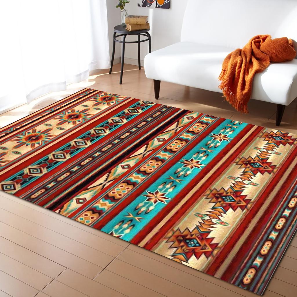 African Tambourine Geometric Lines Carpets for Living Room Anti-slip Carpet for Bedroom and Kitchen Floor Mats Home Decor Rug