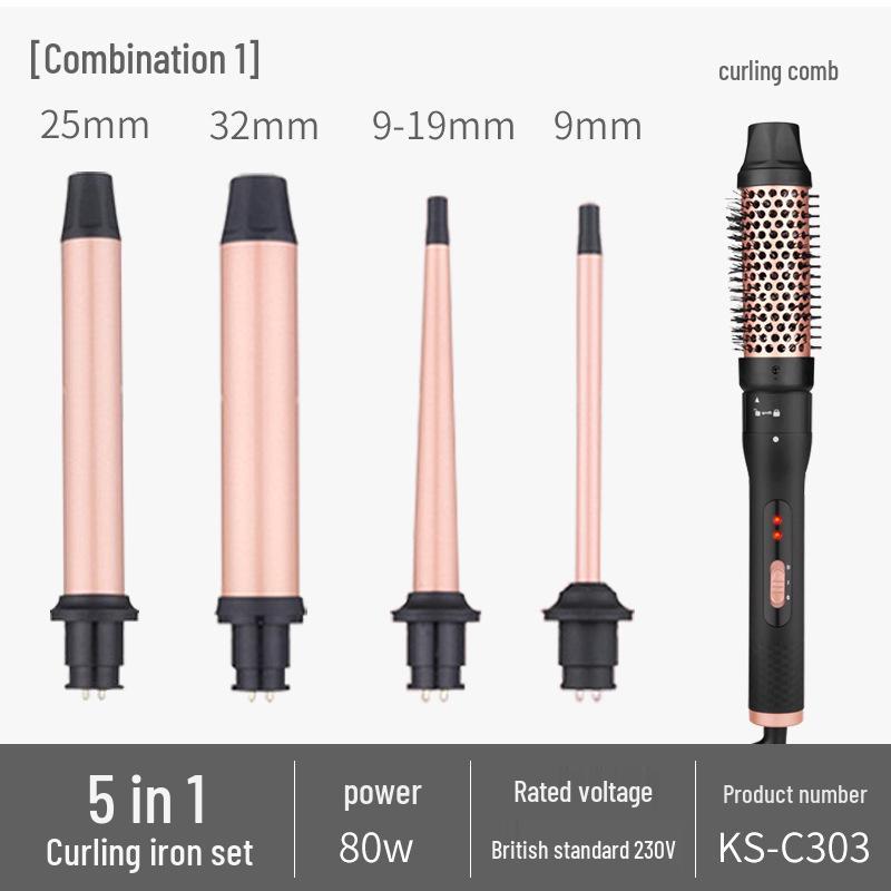 5-in-1 Curling and Straightening Iron with Interchangeable Heads for Big and Water Waves