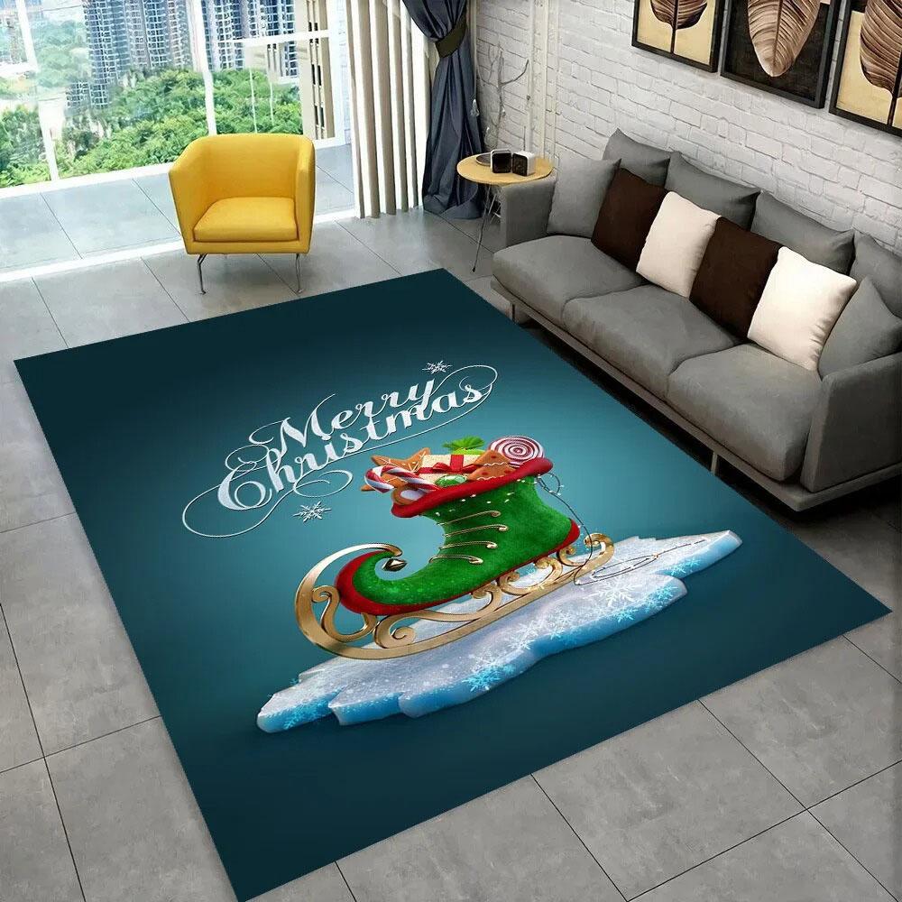 Santa Claus Christmas Carpet Tree Large Area Rug Living Room Rug Bedroom Sofa Doormat Christmas Decoration Non-slip Floor Mat