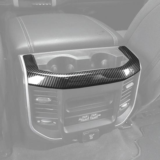Car Rear Cup Holder Frame Trim Cover For Dodge Ram 1500 19-25 Accessories Carbon