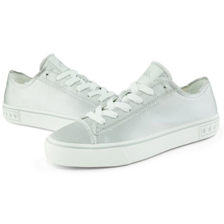 Kappa Synthetic Leather Non-Slip Wear-Resistant Low-Top Skate Shoes Women Sneaker Silver K0B45CC40D-171