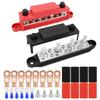 2 Pieces 4Way Bus Bar 48V DC 250A Positive and Negative 4 Terminal Post Junction Block for
