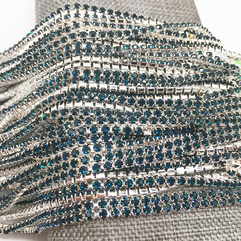 Wholesale 1-Row 1 yard SS6 Cystal Rhinestone Trim Close Cup Chain Claw DIY Jewelry Making