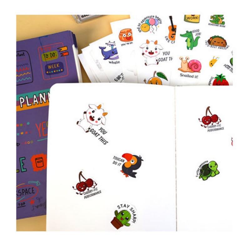 80Pcs Cute Animal Fruit Stickers Fun Encouragement Reward Stickers Teachers, Children Party Favors Scrapbook Decoration Waterproof Vinyl