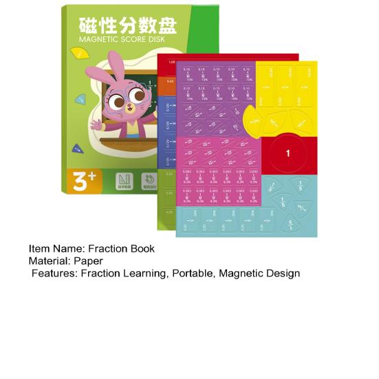 1 Set Magnetic Fraction Demonstration Book Fraction Learning Magnetic Tiles Circles Educational Fraction Puzzle Teaching Aid Math Manipulatives