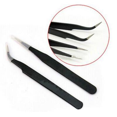 1 pz pinzetta curva dritta nera in acciaio inox per nail art strass ciglia fai da te strumento per la raccolta di paillettes perline
