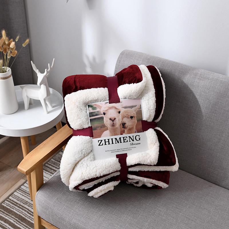 New Lamb Fleece Blanket - Solid Color, Double-Layer, Thickened Flannel for Children