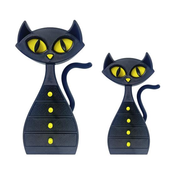 Black Cat Shaped Jewelry Box 3D Printed Cat Jewelry Organizer with 6 Drawers for Necklaces Bracelets Earrings Rings