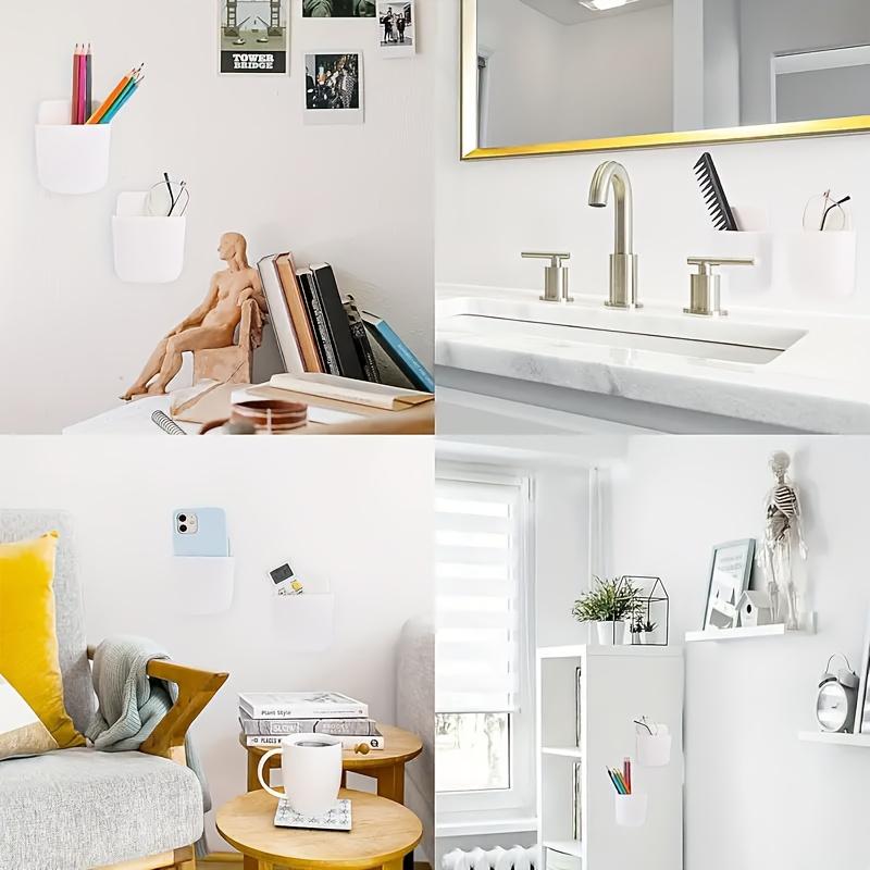 1PC Wall-mounted Storage Box Without Drilling Is Used for Remote Control and Mobile Phone Charging. Practical Hook for Mobile Phone Storage Rack