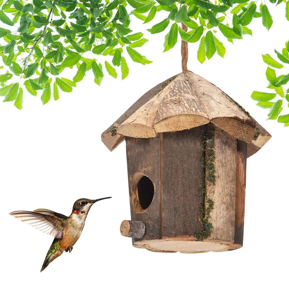 Gorgeous Rustic Wooden Birdhouse Perfect Fit for Outdoor Spaces 16x16cm