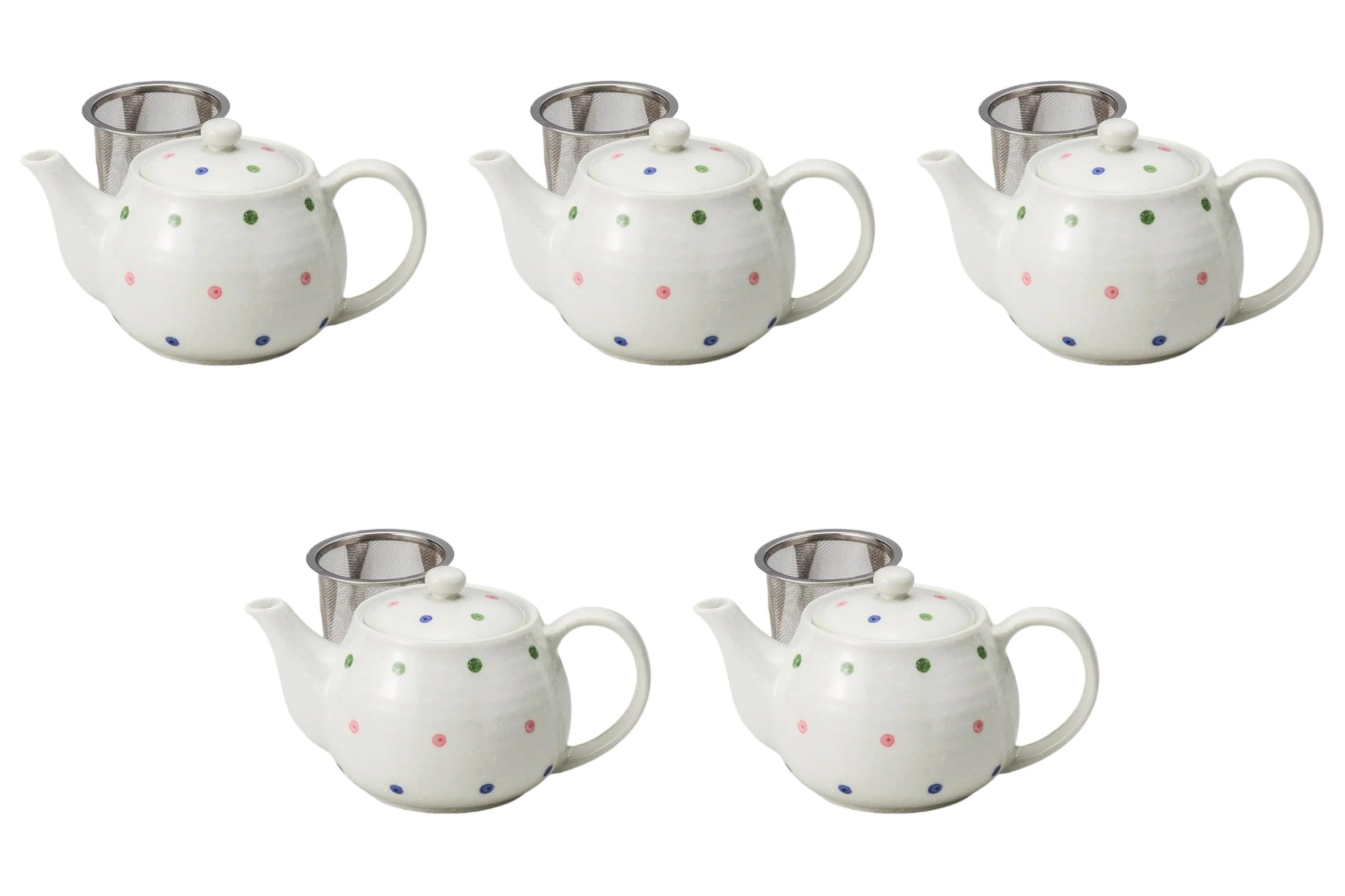 

Set of 5 Polka Dot Light Snow Lightweight Pots [350cc] Made in China by Setomonohonpo