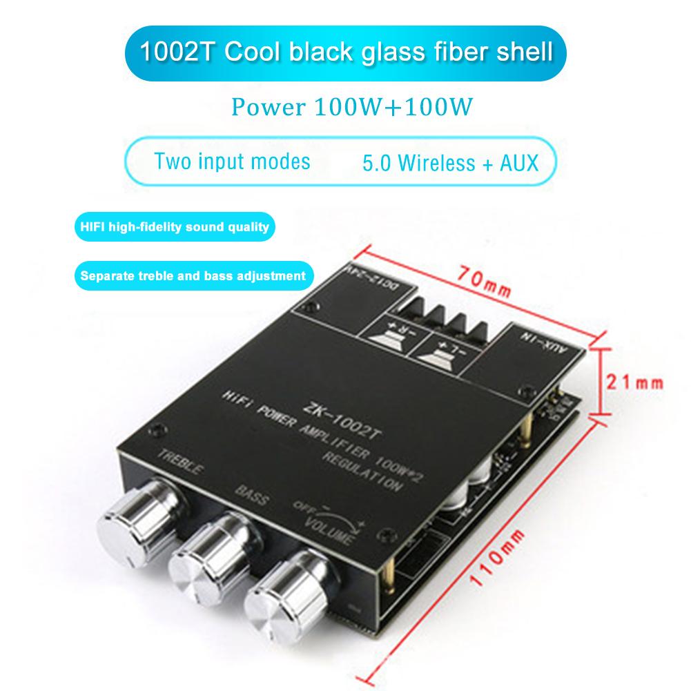 ZK-1002T Subwoofer Amplifier 100Wx2HIFI 2.0 Channel Mini Bluetooth Amplifier Board Professional Sound Amplifier for Speaker