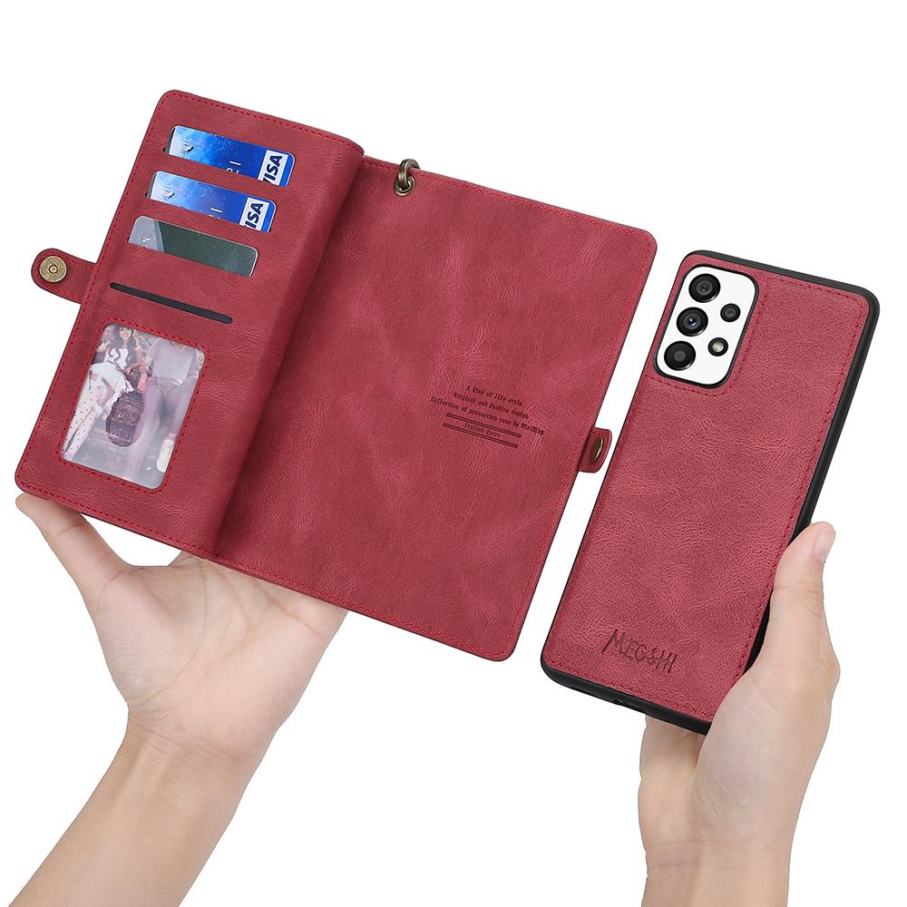 MEGSHI 017 Série Pro Samsung Galaxy A32 4G (Verze EU) Odnímatelné kožené pouzdro Magnetická absorpce Peněženka na zip Nárazuvzdorný kryt