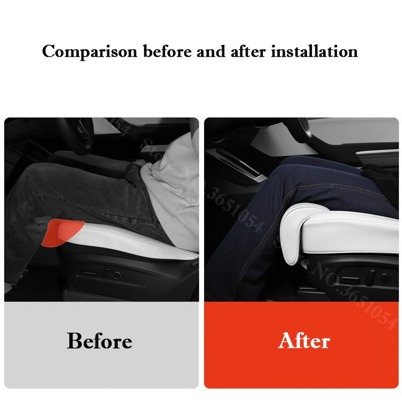 Für Tesla Model 3/Y 2026-2026 Full-Wrap Beinstützverlängerung Polster Sitzbezug Memory-Schaum-Verlängerer Beinauflage Auto Zubehör
