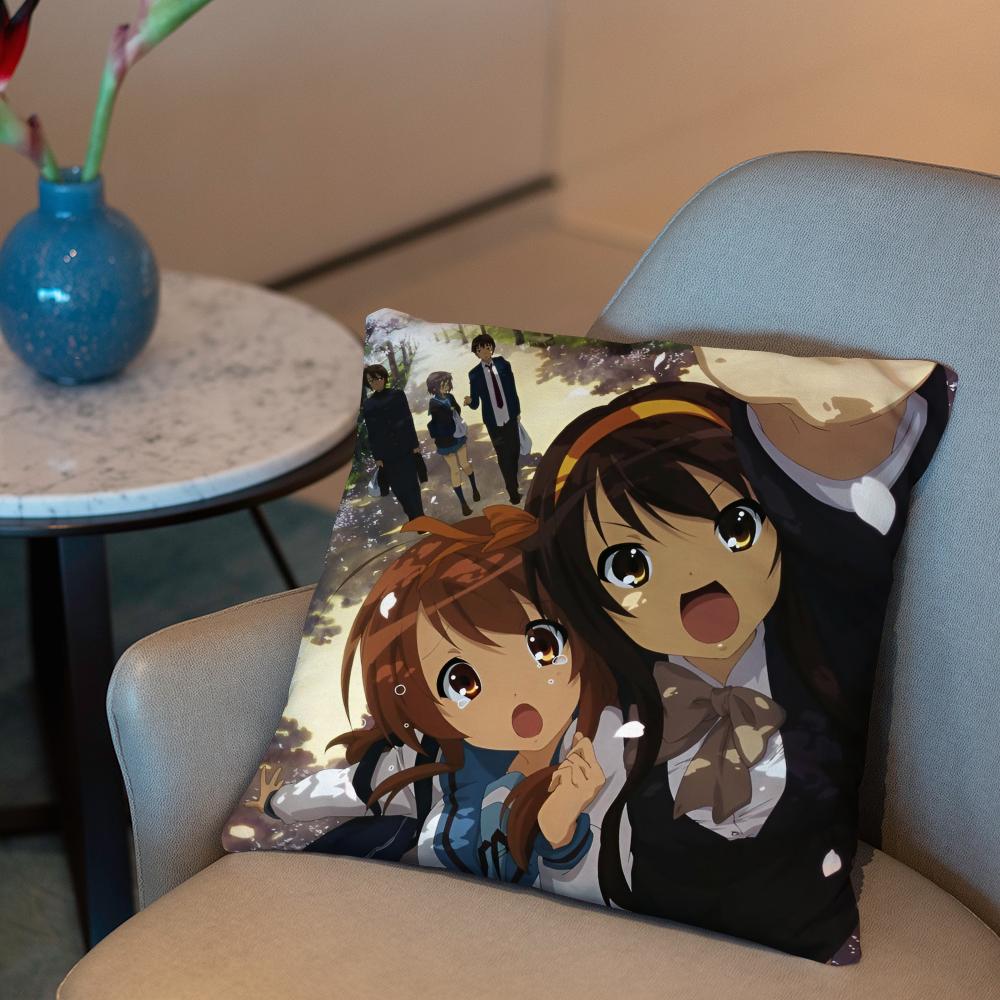 The Melancholy of Haruhi Suzumiya Cushion Cover 2-in-1 Reversible Plush Pillow Cover | Car/Sofa/Bed | Perfect Gift