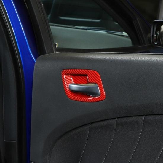 Interior Door Handle Bowl Decor Cover Trim for Dodge Charger 2011+ Red Carbon