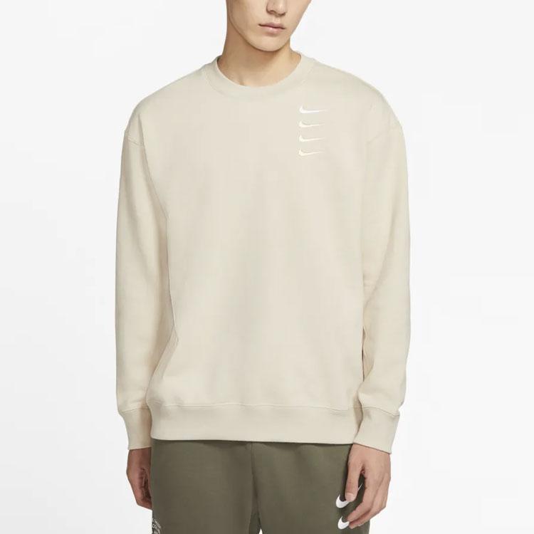 Nike French Terry Swoosh Crewneck Sweatshirt Men Tops Oatmeal DB9408-122