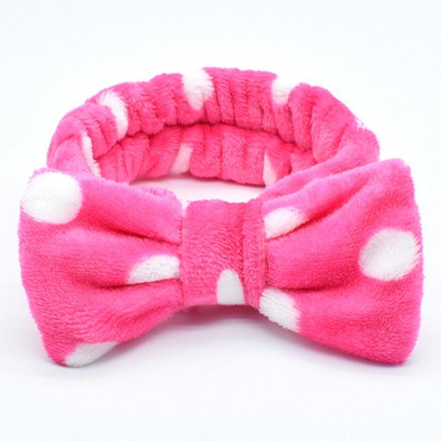 Dot Bows Headband Women Coral Fleece Knot Elastic Hairband Solid Hair Ties Girls Accesories Wash Face Makeup Head Wrap Bandage