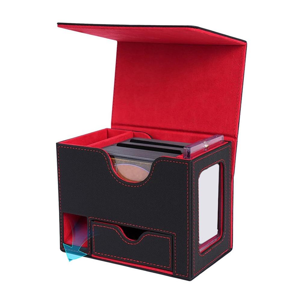 New PU Leather Trading Card Deck Box Holds 120+ Sleeved Cards Durable Cards Case Collectible Game Storage Holder Gift
