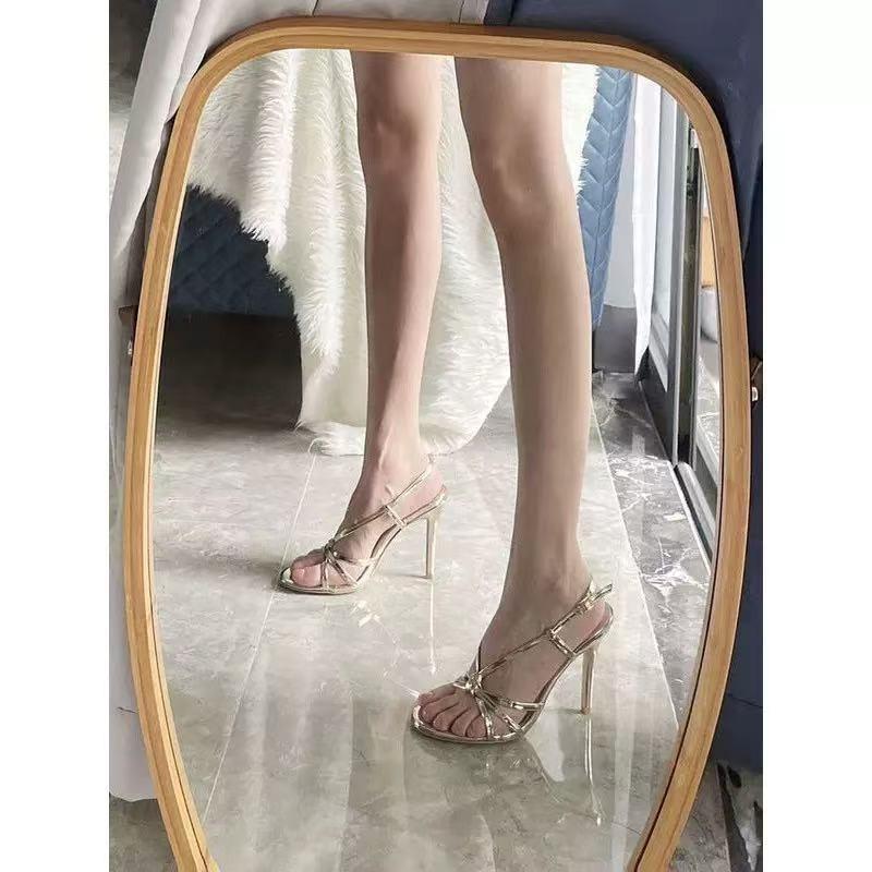 Silver Strap High Heels for Women, This Year's New Summer One-word Strap Stiletto Temperament Socialite Women's Sandals